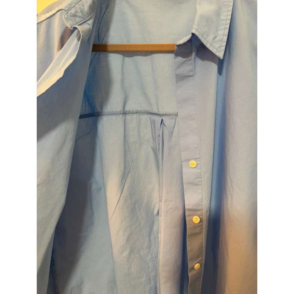 ZARA Women Blue Button Up Shirt Size M Oversized Long Sleeve Casual Top - Picture 7 of 8